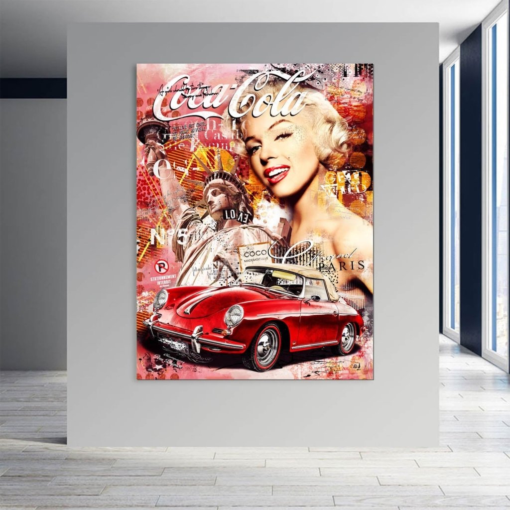 Marilyn Monroe Speedster Pop Art AluDibond Bild INGALERIE