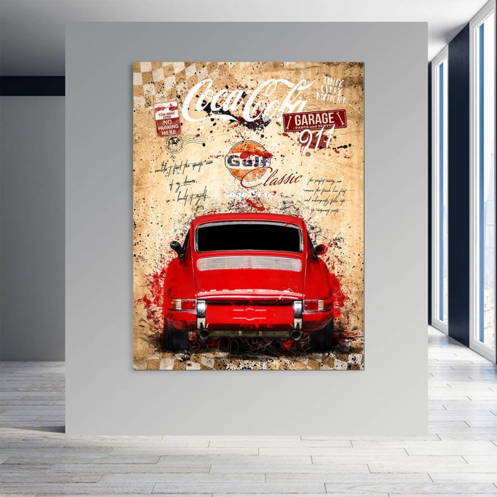 Porsche 911 Vintage Style AluDibond Bild INGALERIE