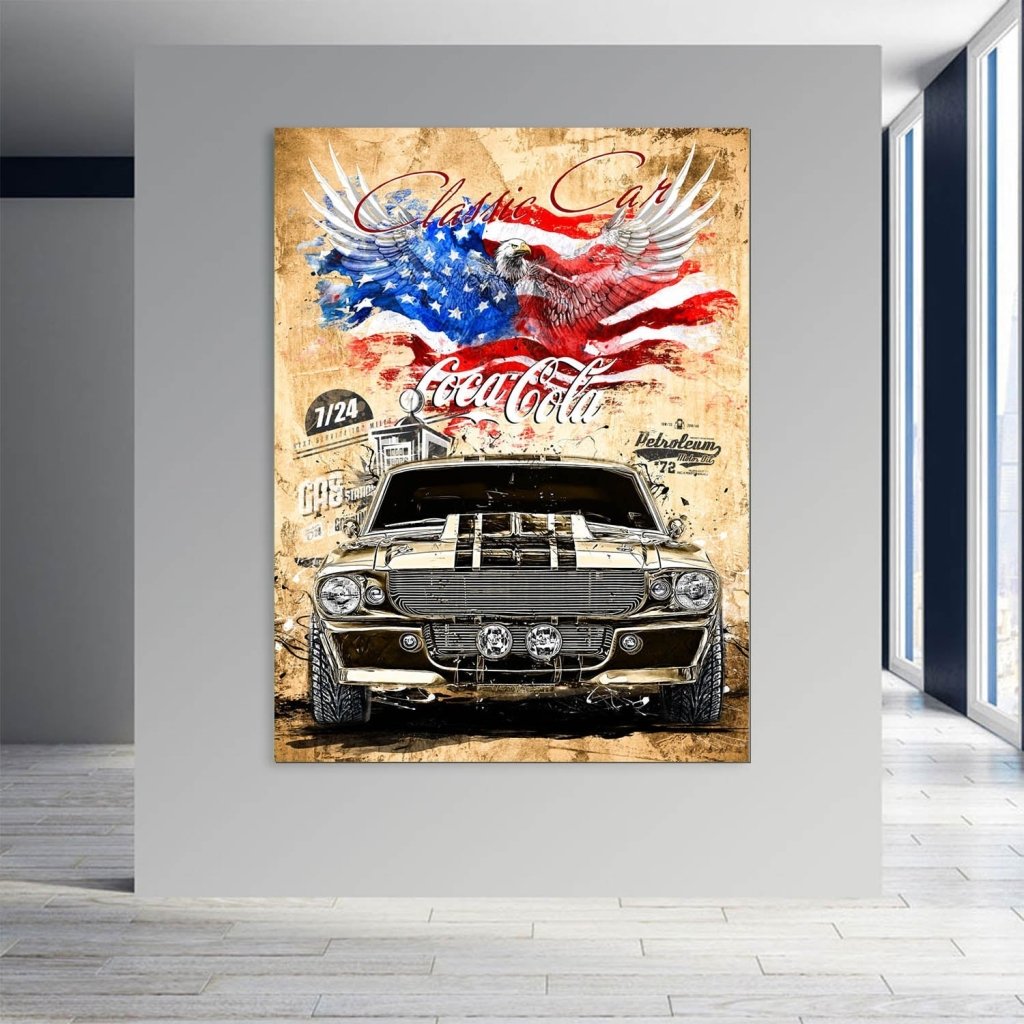 Ford Mustang Pop Art Retro Style AluDibond Bild INGALERIE