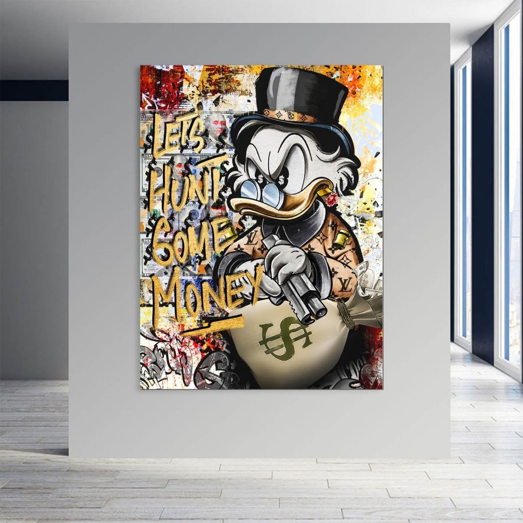 Dagobert Duck Let's Hunt Pop Art AluDibond Bild INGALERIE