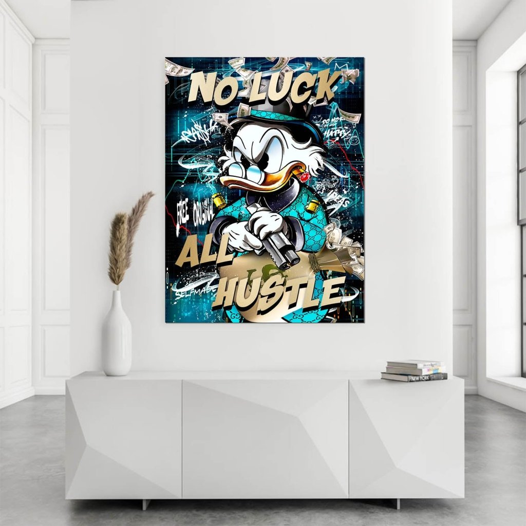 Dagobert Duck All Hustle Pop Art AluDibond Bild INGALERIE