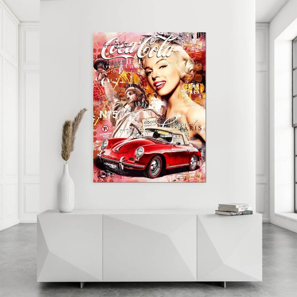 Marilyn Monroe Speedster Pop Art AluDibond Bild INGALERIE