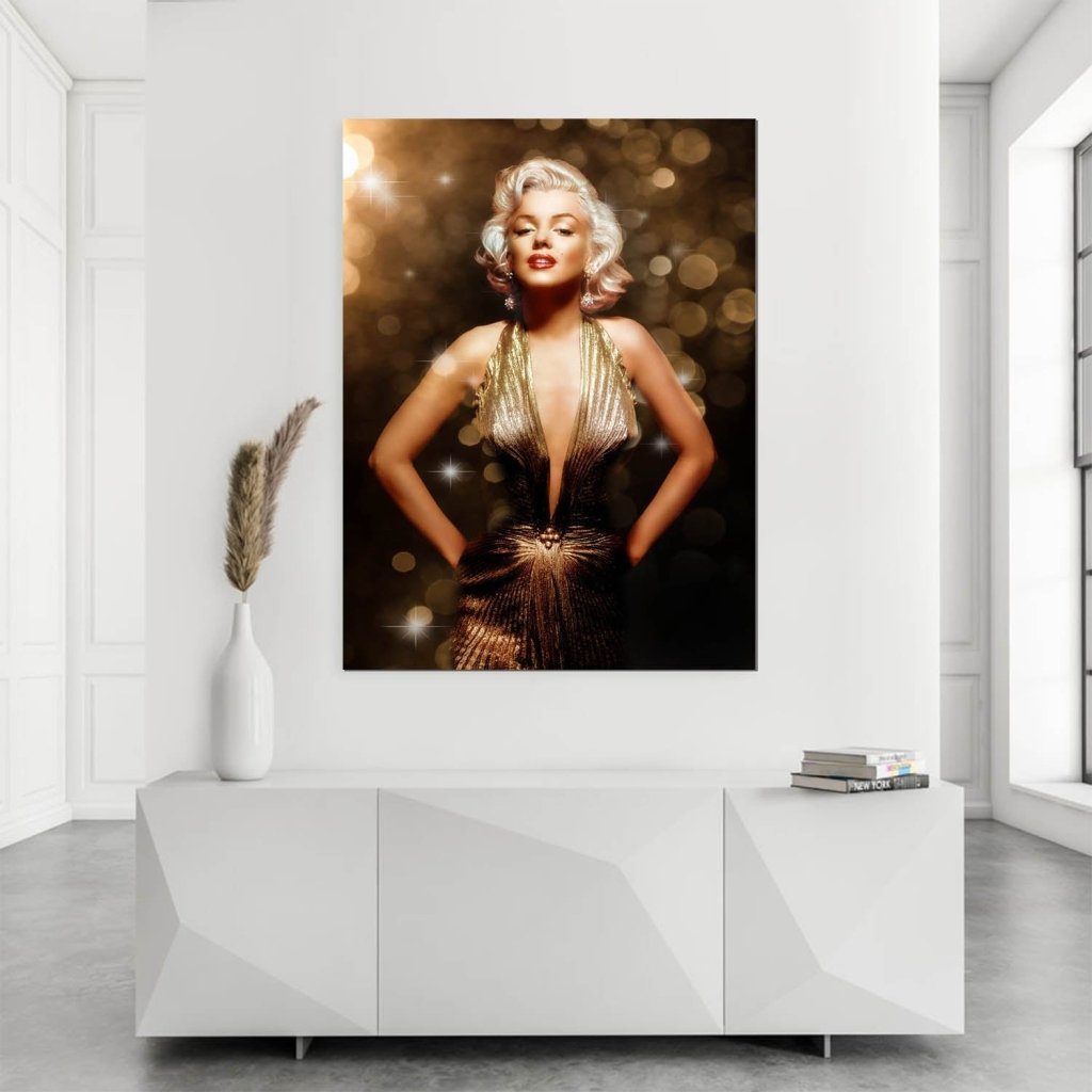 Marilyn Monroe Gold Style AluDibond Bild INGALERIE