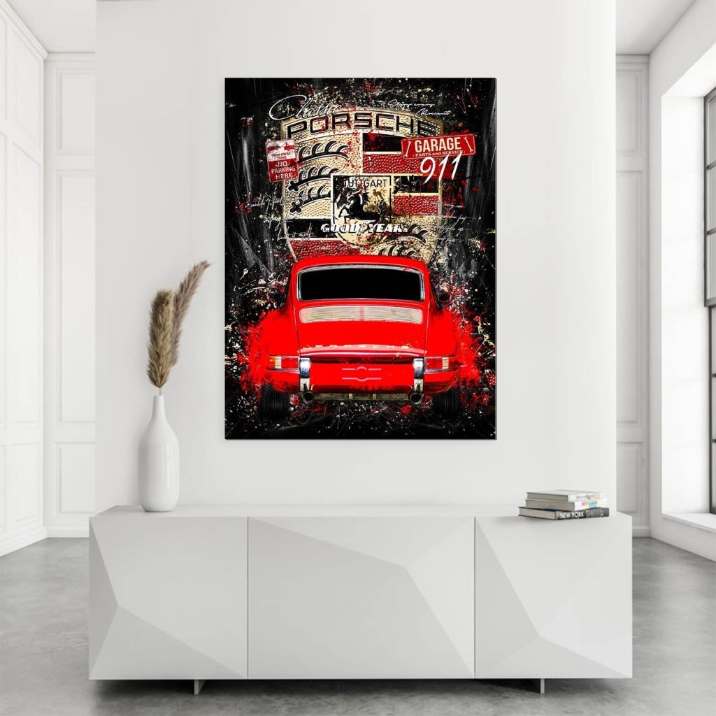 Porsche 911 Pop Art Style AluDibond Bild INGALERIE