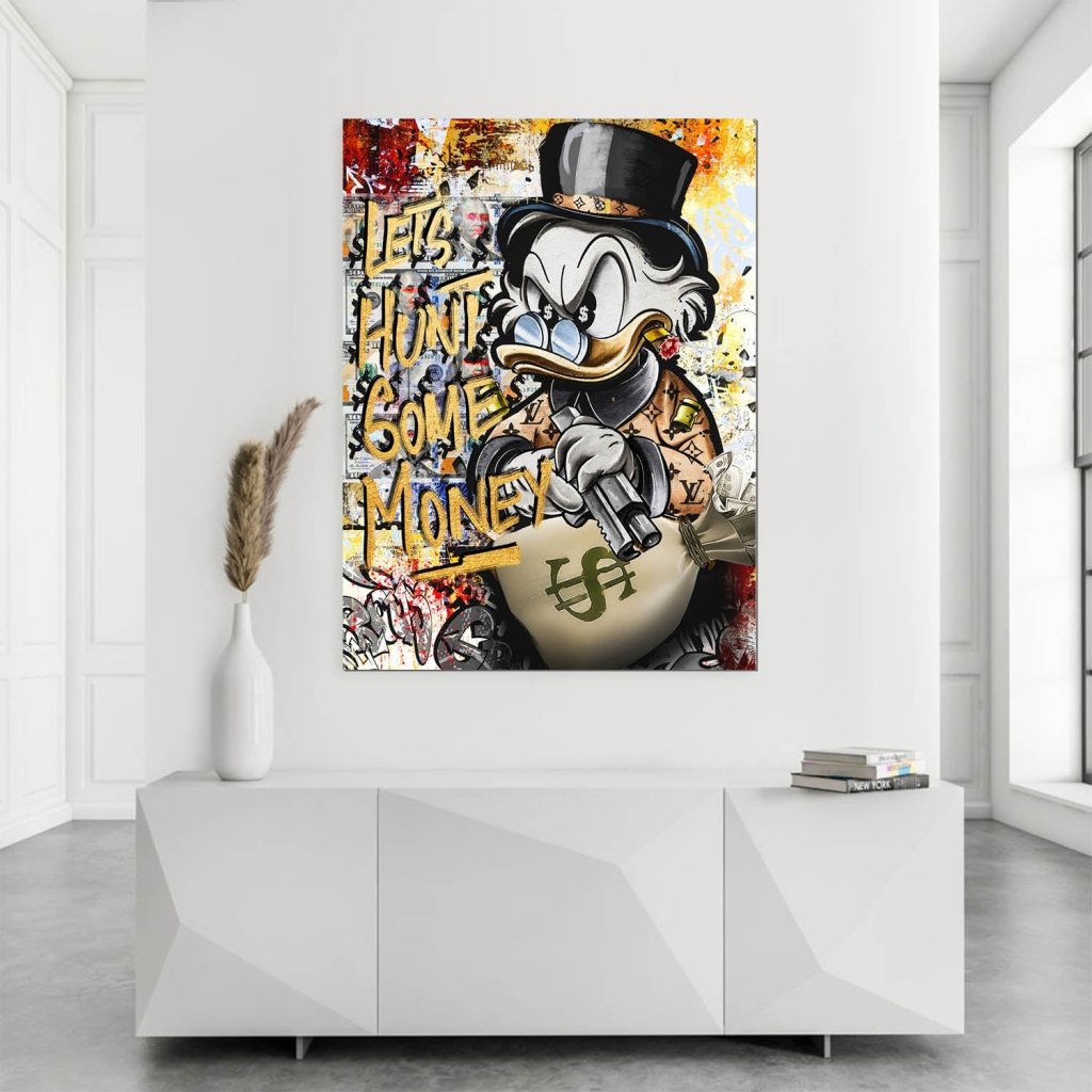 Dagobert Duck Let's Hunt Pop Art AluDibond Bild INGALERIE