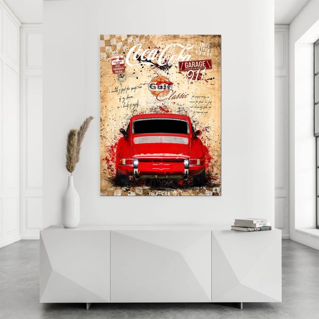 Porsche 911 Vintage Style AluDibond Bild INGALERIE