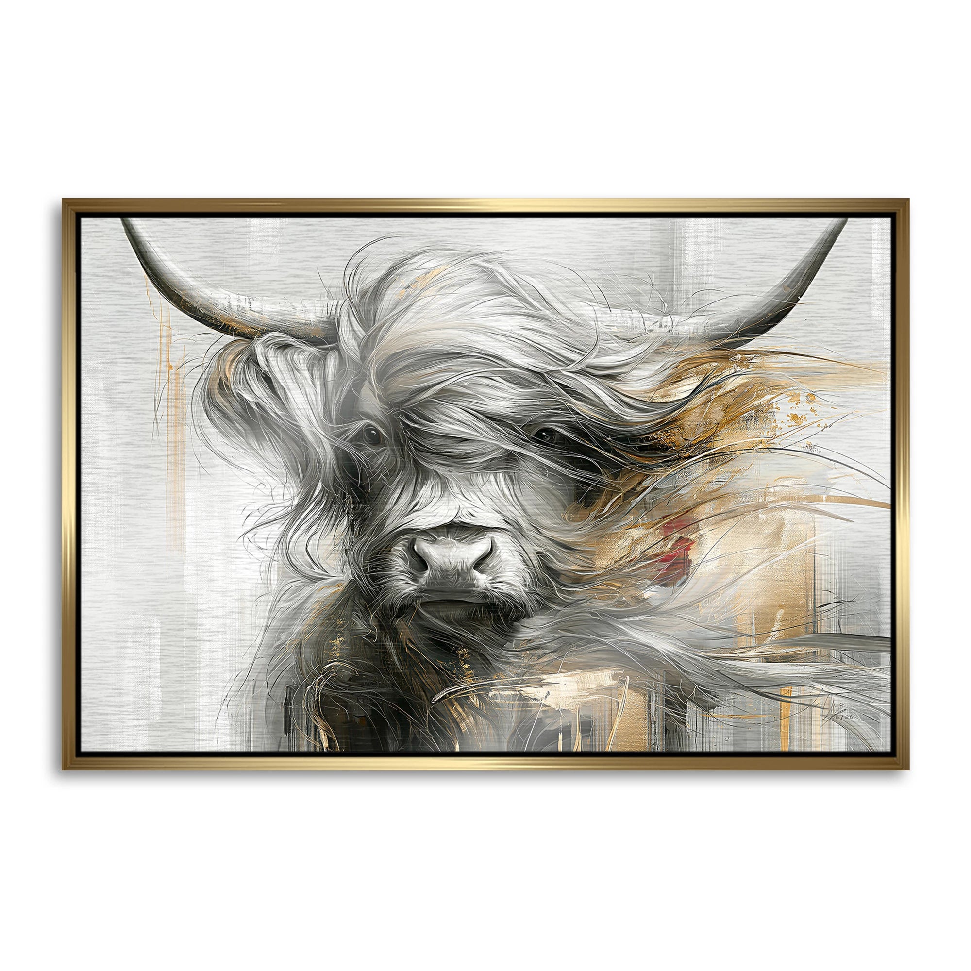 Highland Rind Gold Aluminiumbild gebürstet