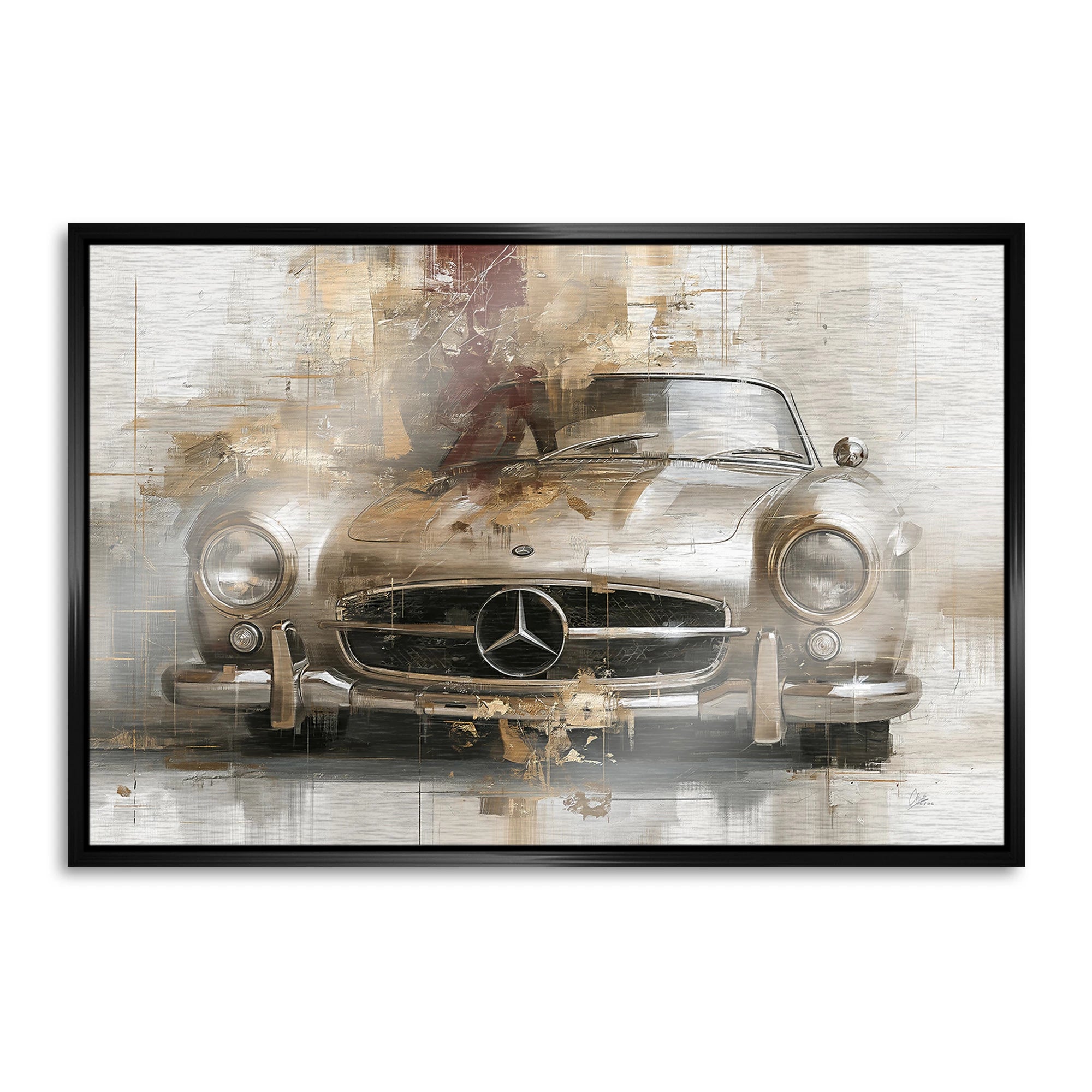 Mercedes 300SL Legende Aluminiumbild gebürstet