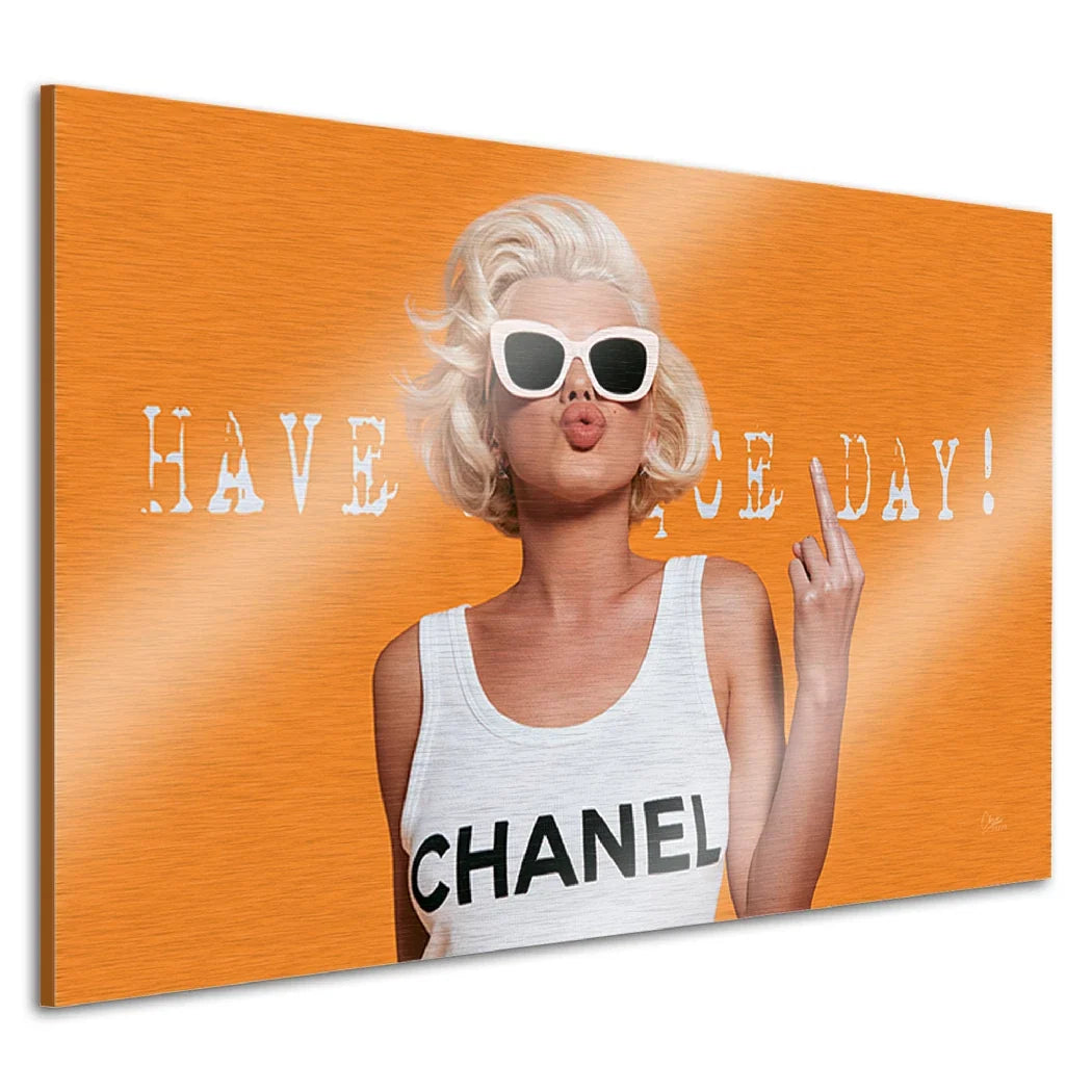 Marilyn Monroe Orange Kiss Aluminiumbild gebürstet