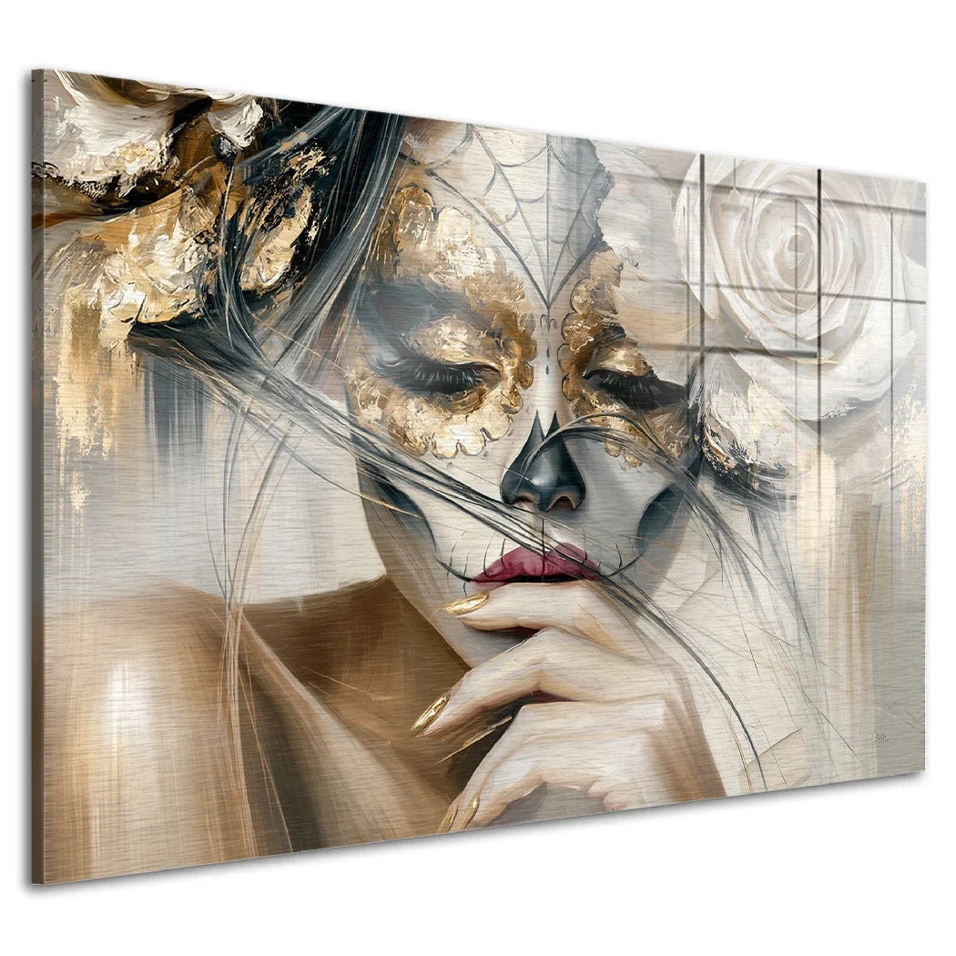 La Catrina Golden Silence Aluminiumbild gebürstet