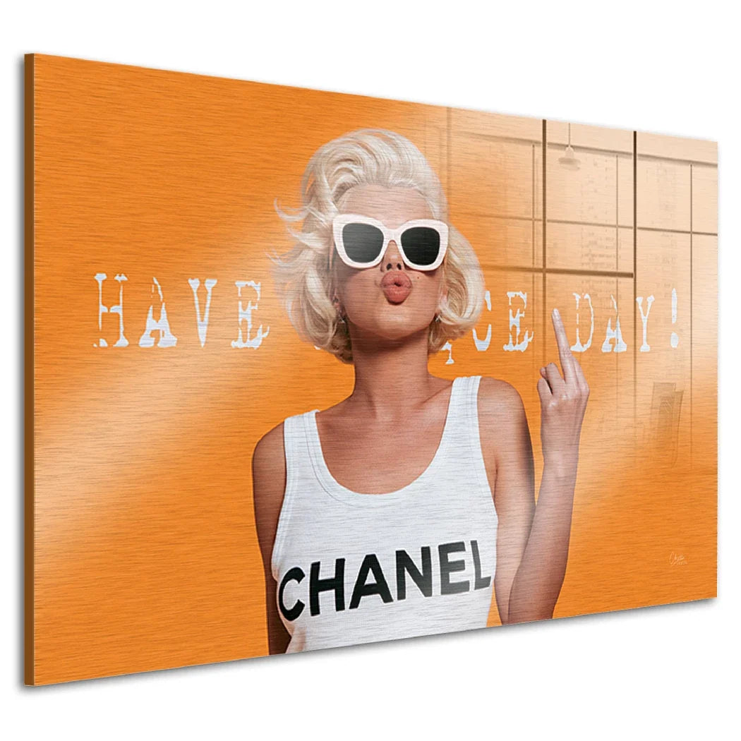 Marilyn Monroe Orange Kiss Aluminiumbild gebürstet