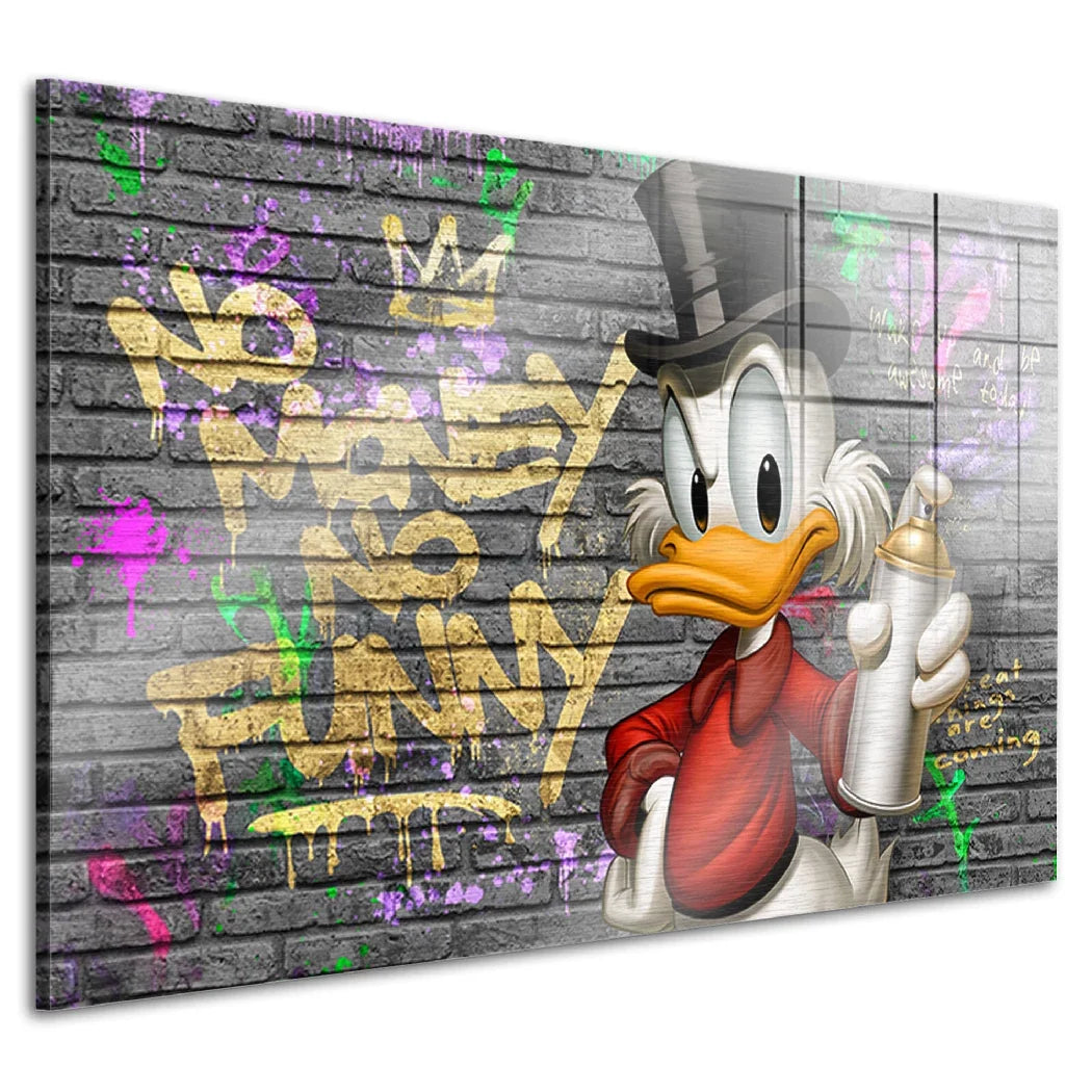Dagobert Duck Street Money Aluminiumbild gebürstet