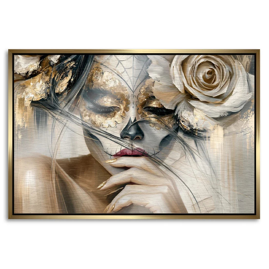 La Catrina Golden Silence Aluminiumbild gebürstet