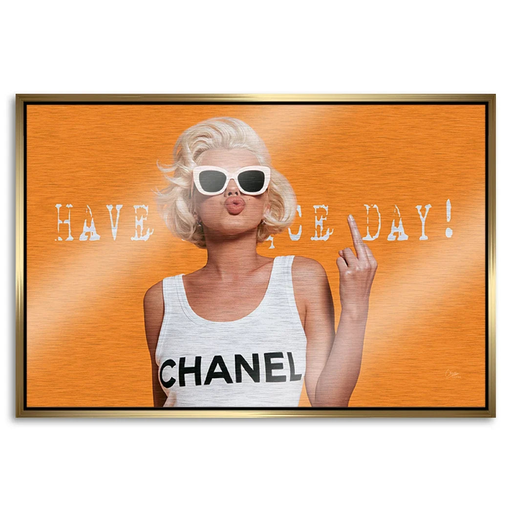 Marilyn Monroe Orange Kiss Aluminiumbild gebürstet