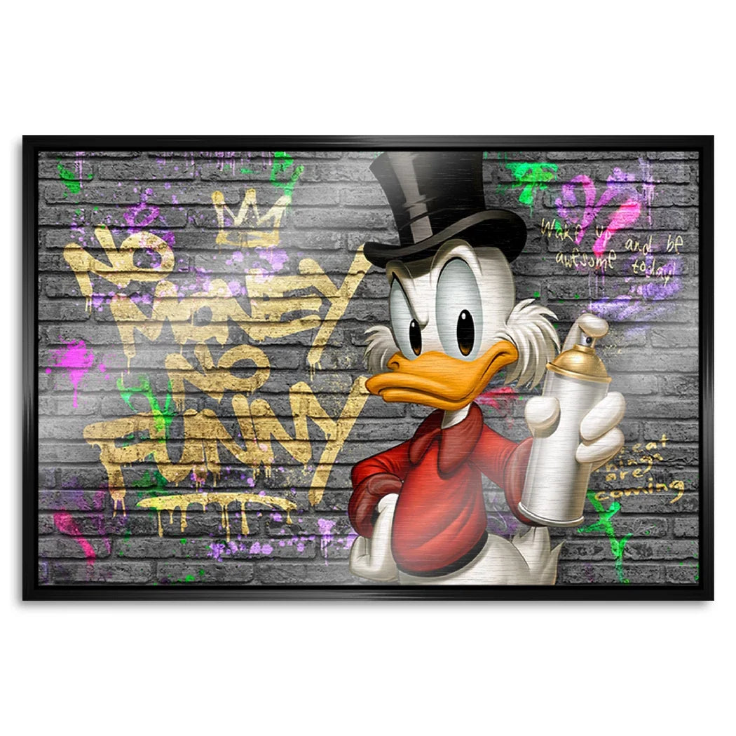 Dagobert Duck Street Money Aluminiumbild gebürstet