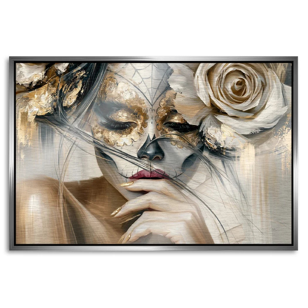 La Catrina Golden Silence Aluminiumbild gebürstet