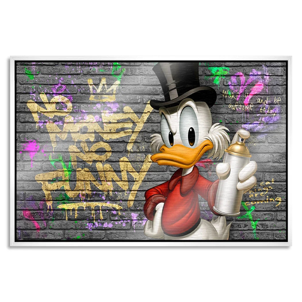 Dagobert Duck Street Money Aluminiumbild gebürstet