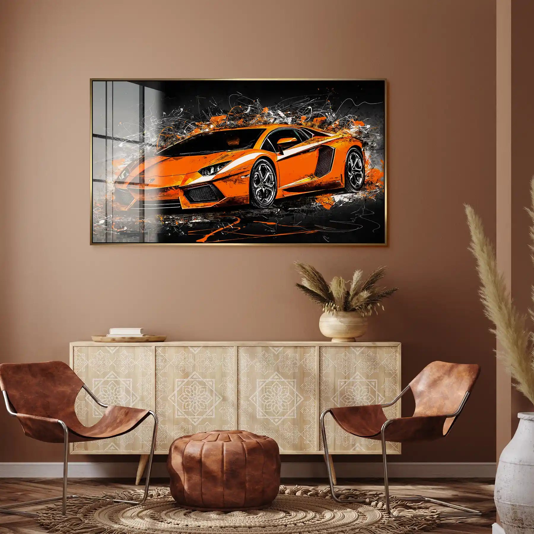 Lambo Aventador Abstrakt Orange Acrylglas Bild INGALERIE