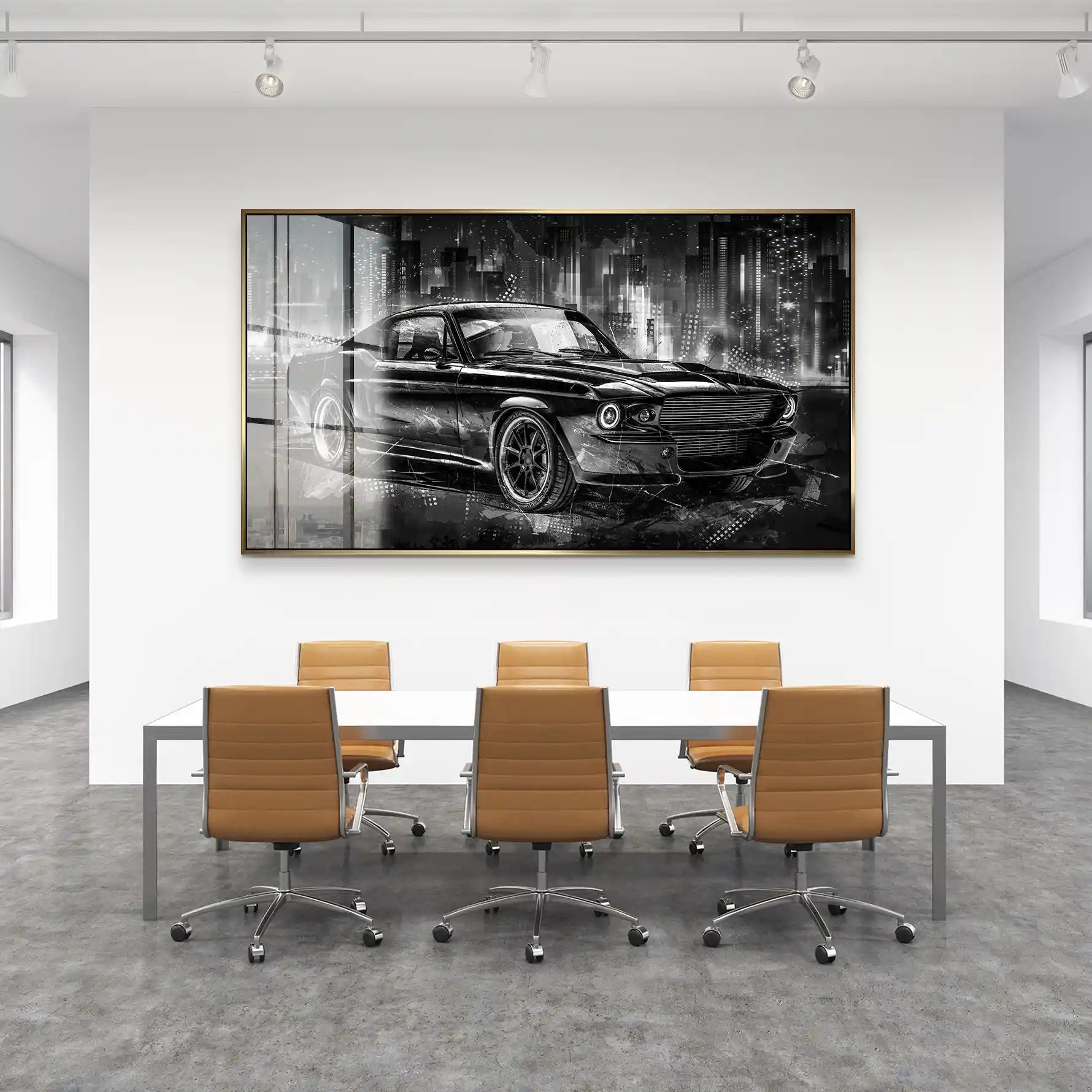 Ford Mustang Retro City Acrylglas Bild INGALERIE