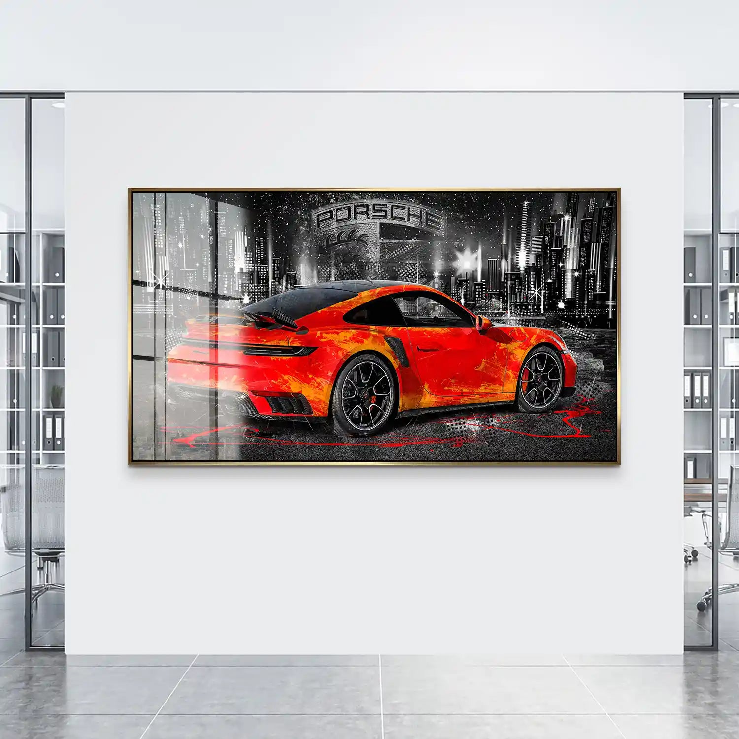 Porsche 911 Turbo Abstrakt Orange Acrylglas Bild INGALERIE