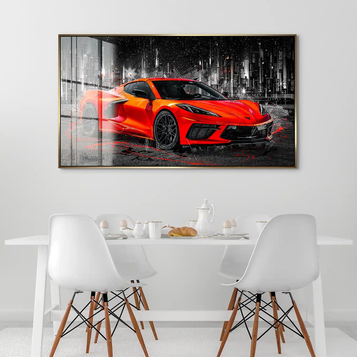Corvette C8 Abstrakt Rot Acrylglas Bild INGALERIE
