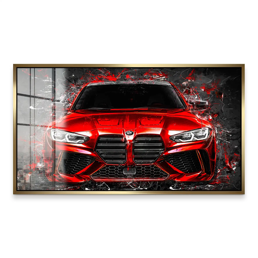 BMW M4 Abstrakt Red Style Acrylglas Bild INGALERIE