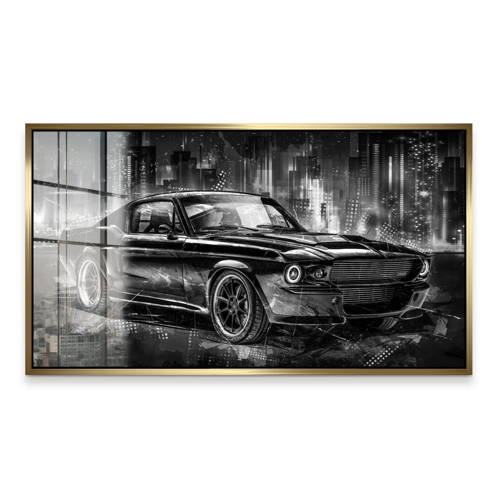 Ford Mustang Retro City Acrylglas Bild INGALERIE