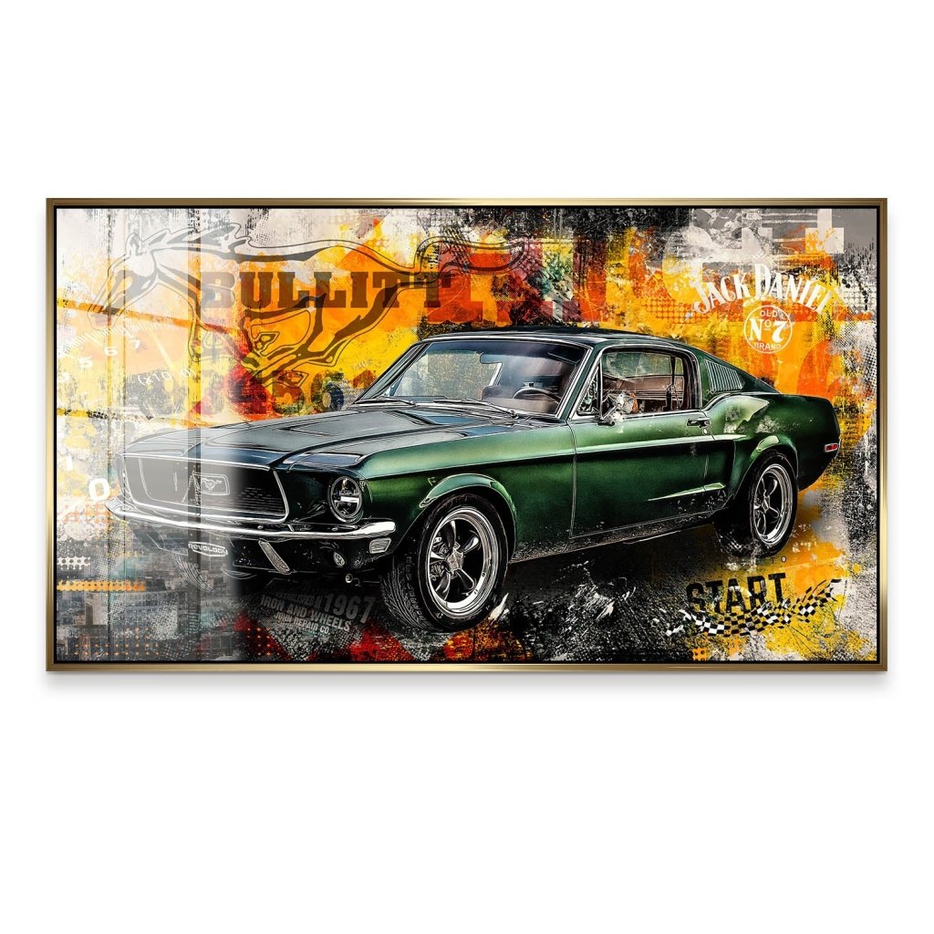 Ford Mustang Bullitt Pop Art Alu Gebürstet INGALERIE