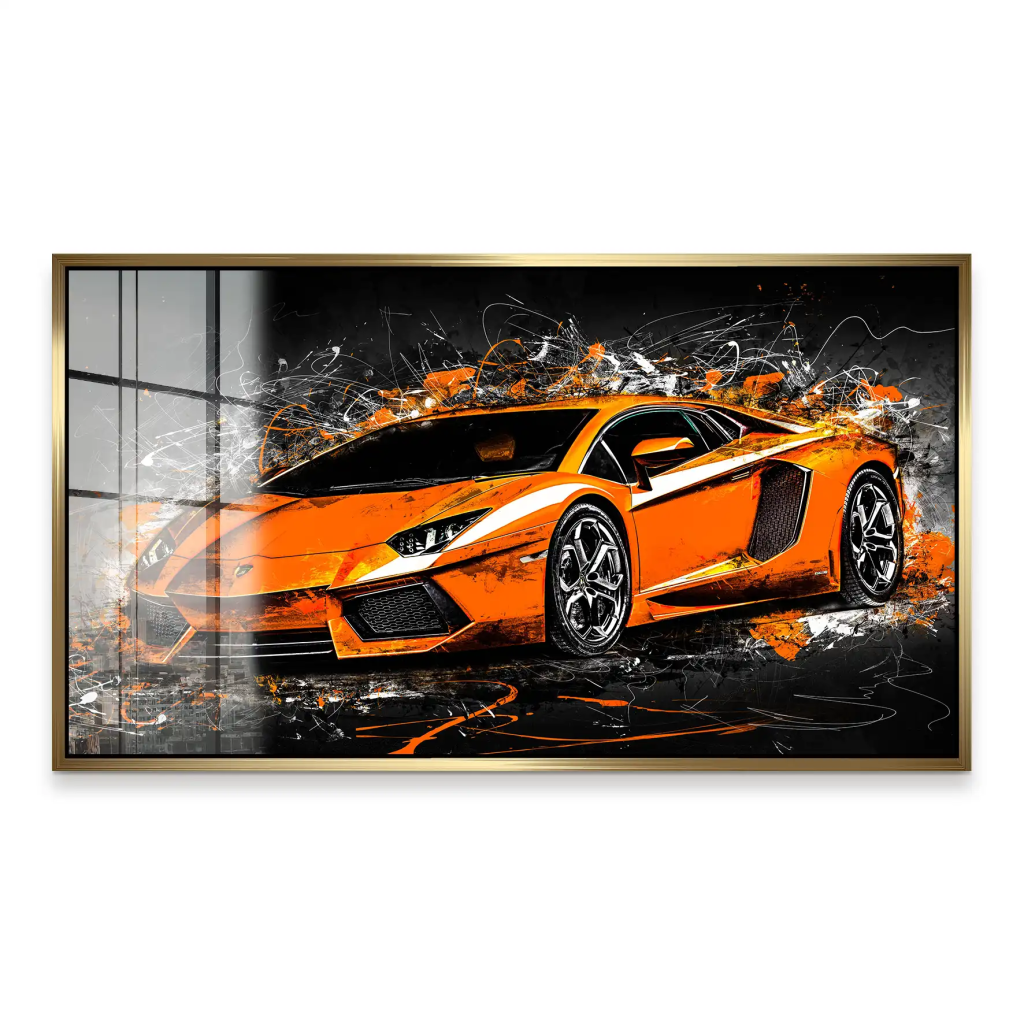 Lambo Aventador Abstrakt Orange Acrylglas Bild INGALERIE