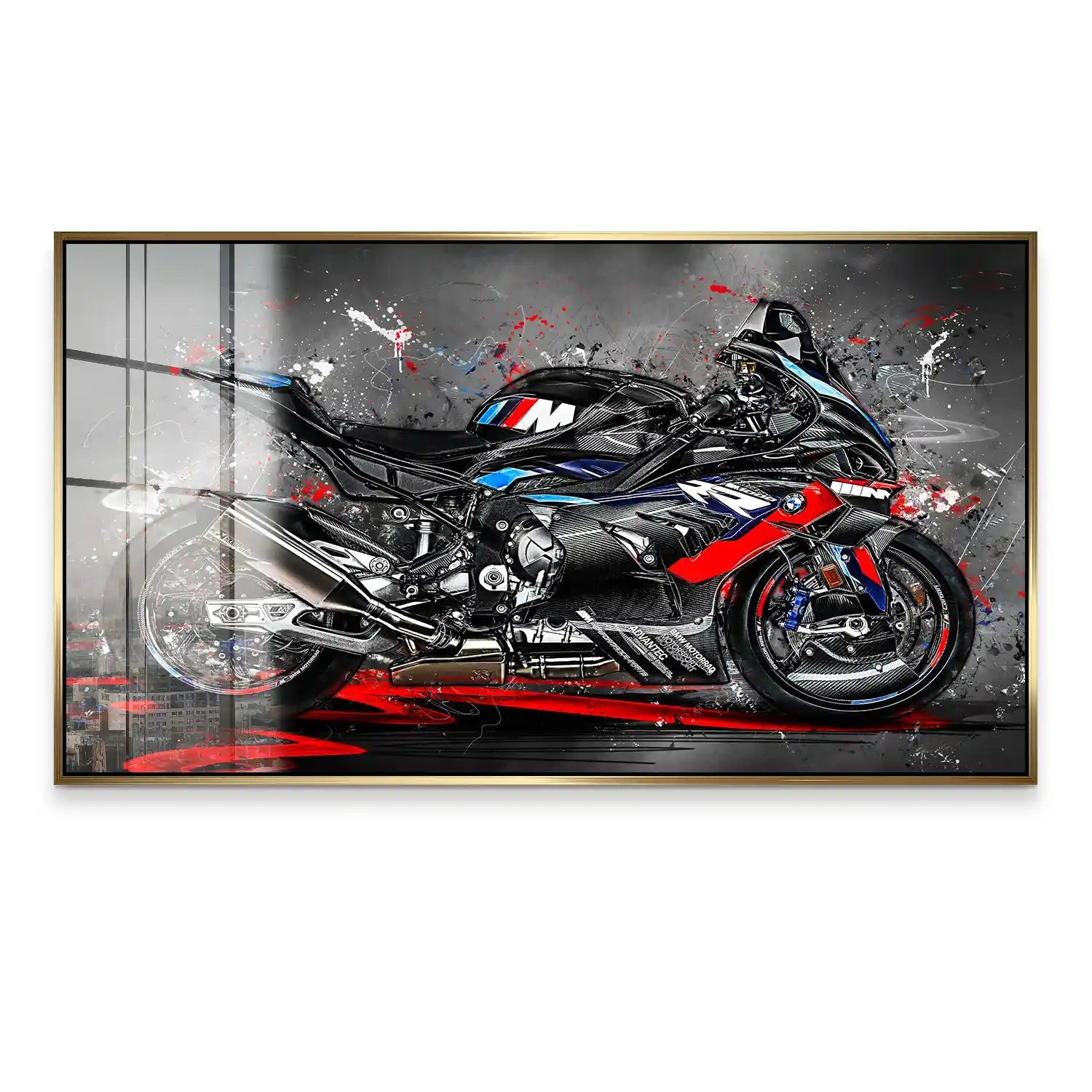 BMW M1000 Motorrad Abstrakt Black Style Acrylglas Bild INGALERIE