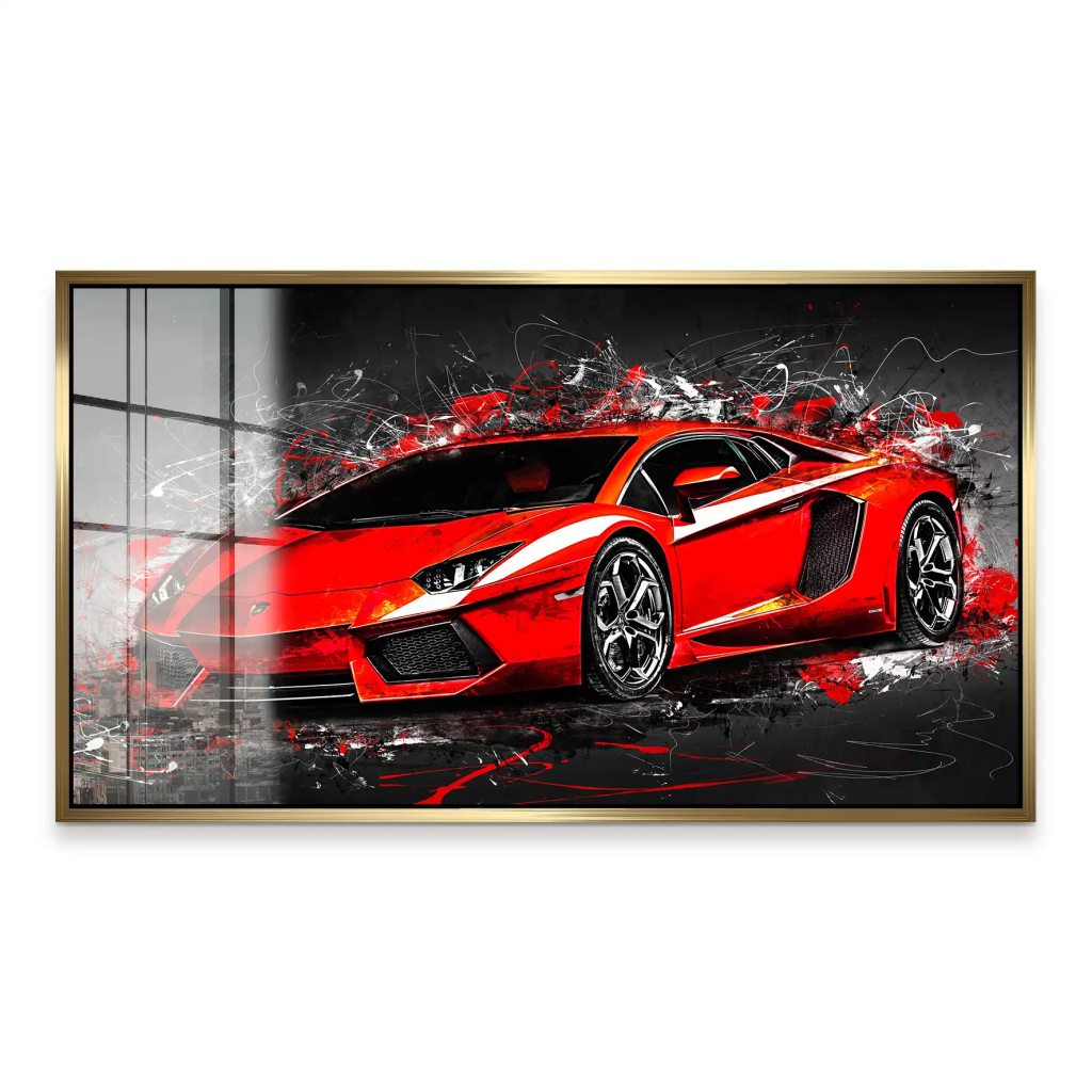 Lambo Aventador Abstrakt Rot Acrylglas Bild INGALERIE