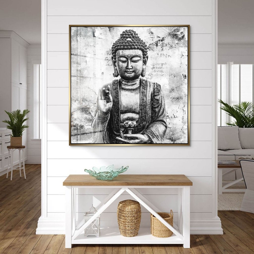 Buddha Abstrakt Black & White Acrylglas Bild INGALERIE