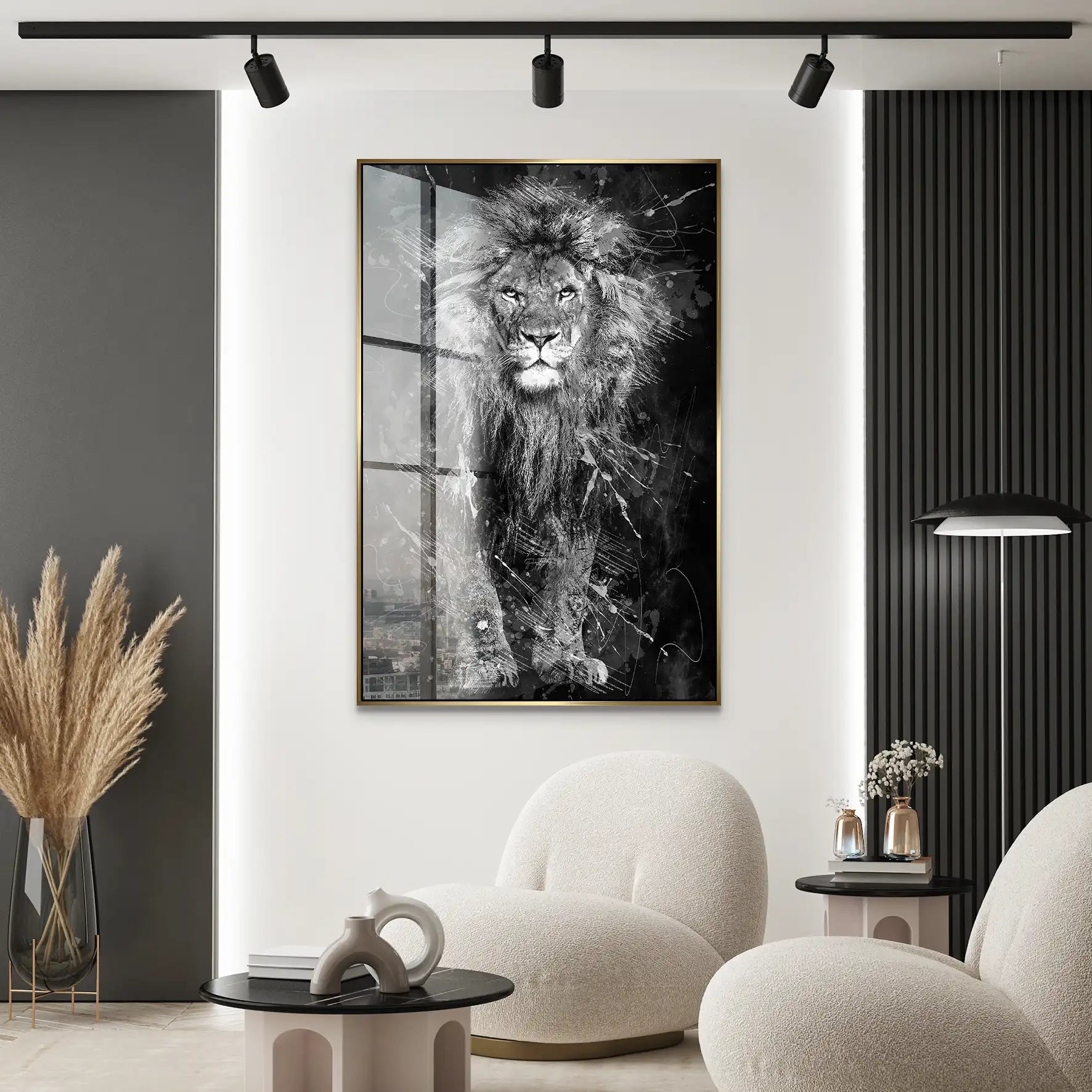 Lion Dark Splash Acrylglas Bild INGALERIE