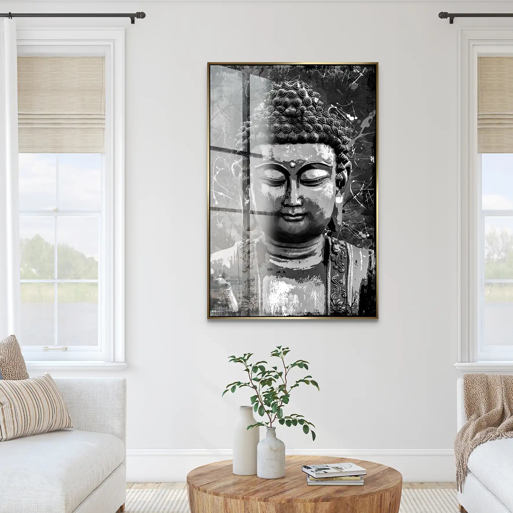 Buddha Black Abstrakt Acrylglas Bild INGALERIE