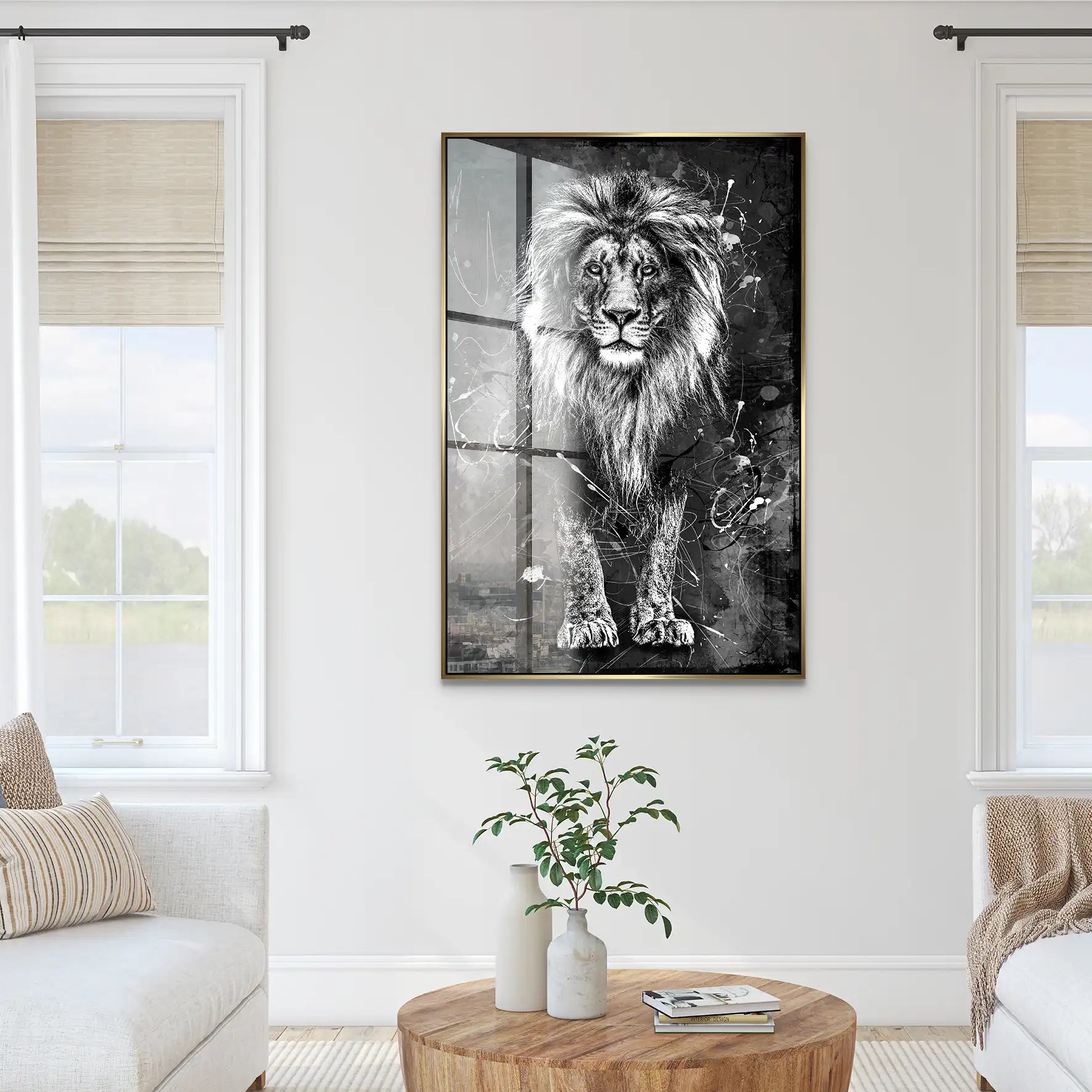 Löwe Abstrakt Black Acrylglas Bild INGALERIE