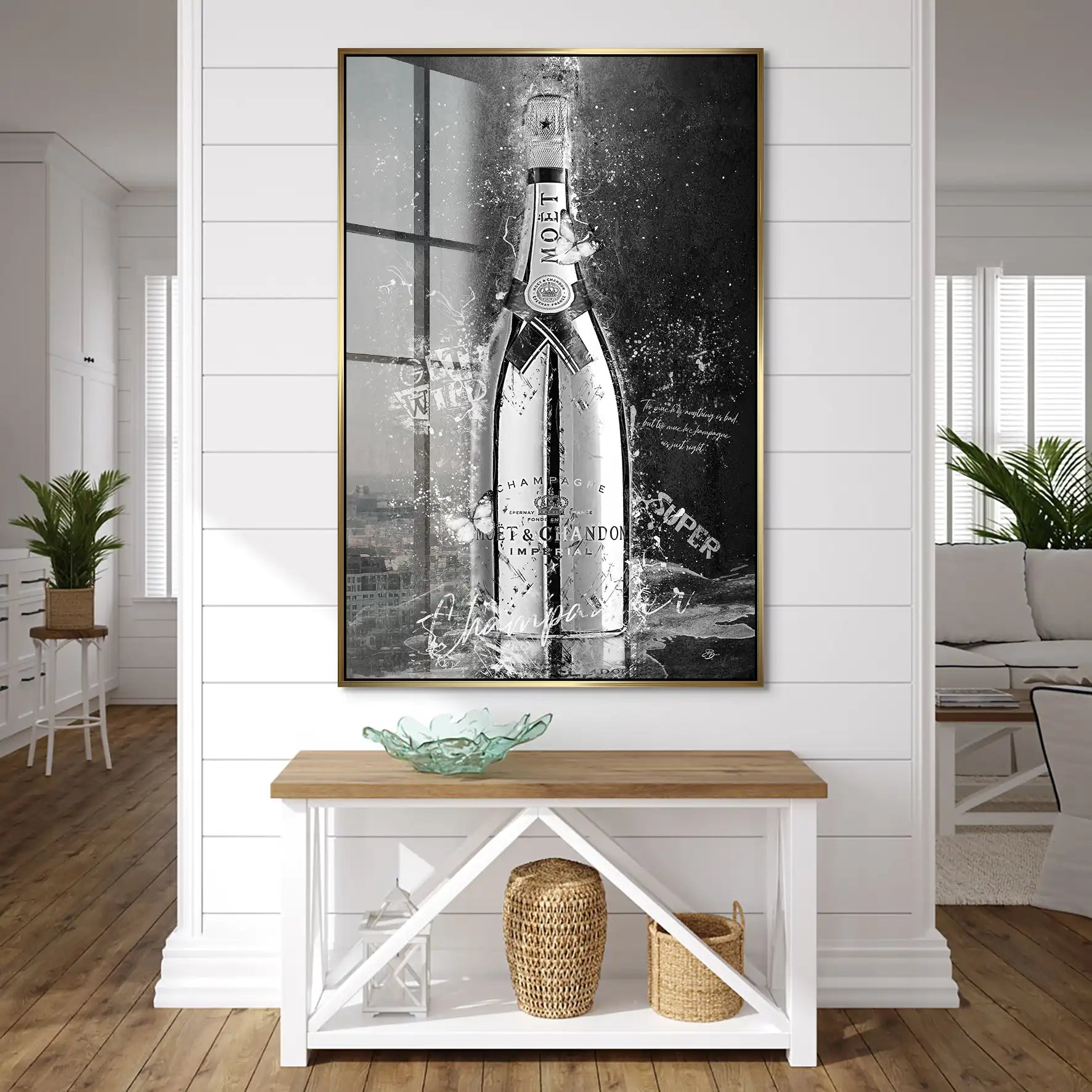 Champagner Black & White Acrylglas Bild INGALERIE