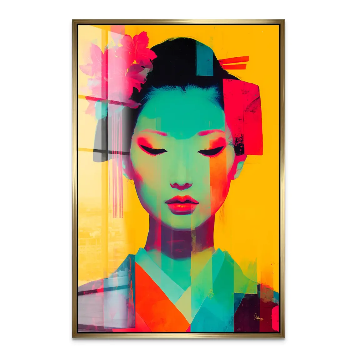 Geisha Neon Pop Acrylglas Bild