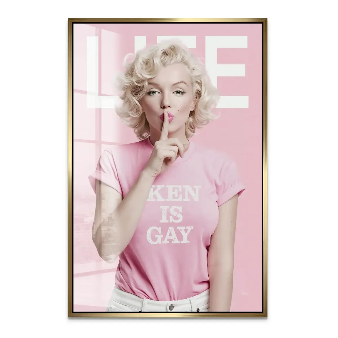 Marilyn Monroe Ken is Gay Acrylglasbild