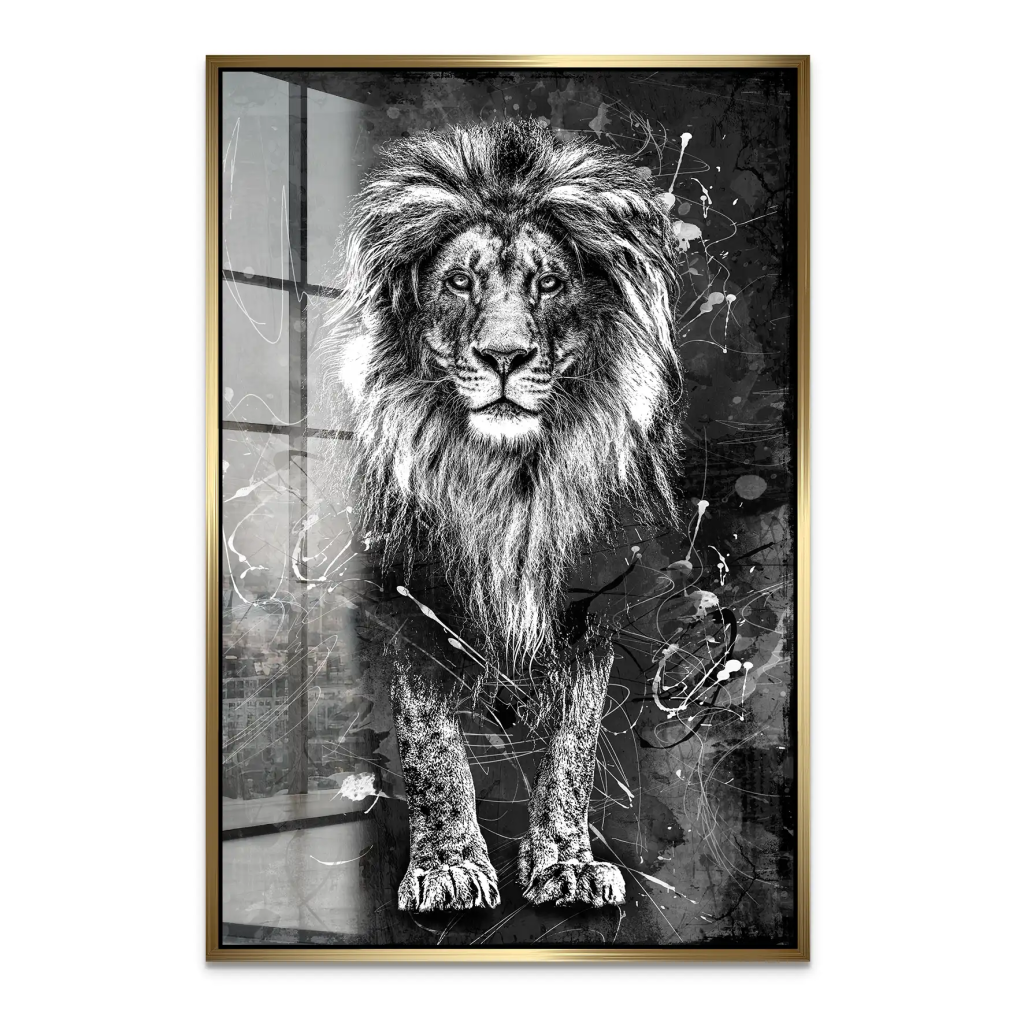 Löwe Abstrakt Black Acrylglas Bild INGALERIE