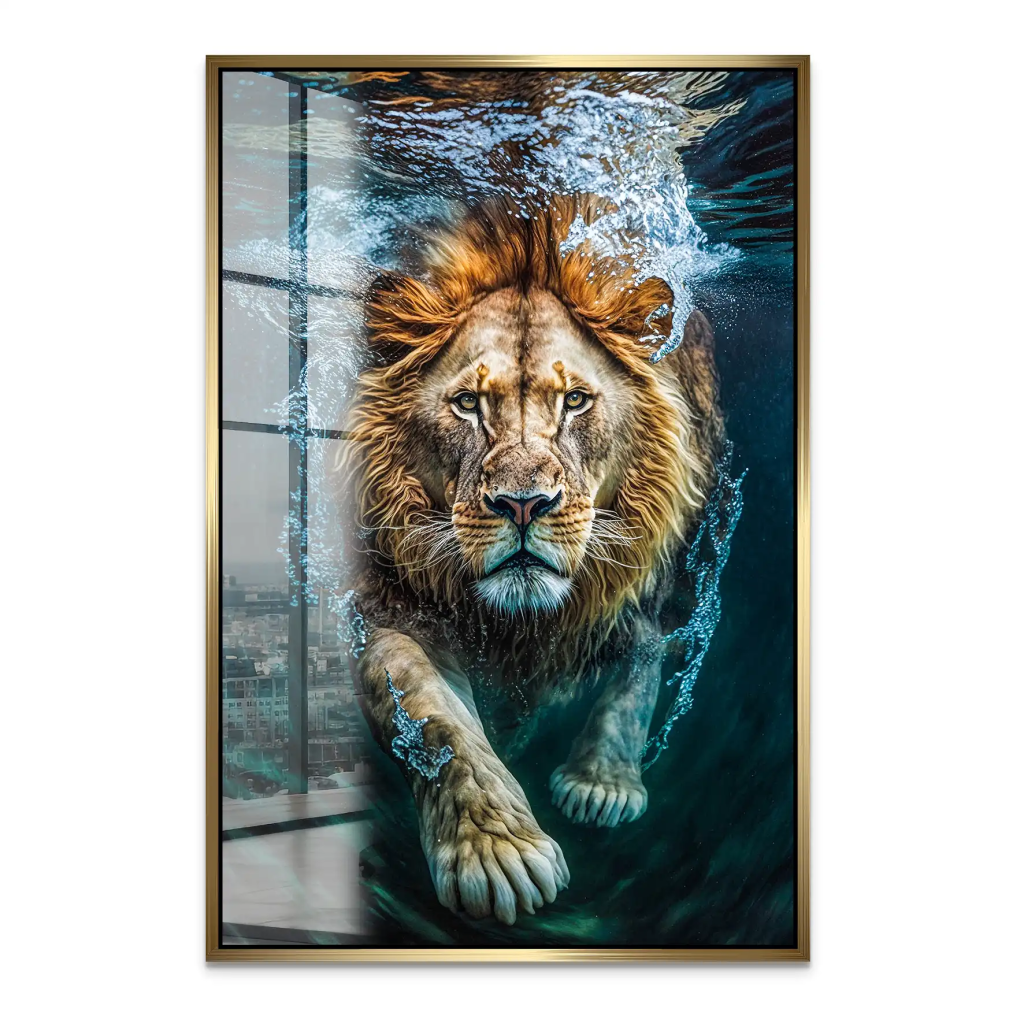 Diving Lion Acrylglas Bild INGALERIE