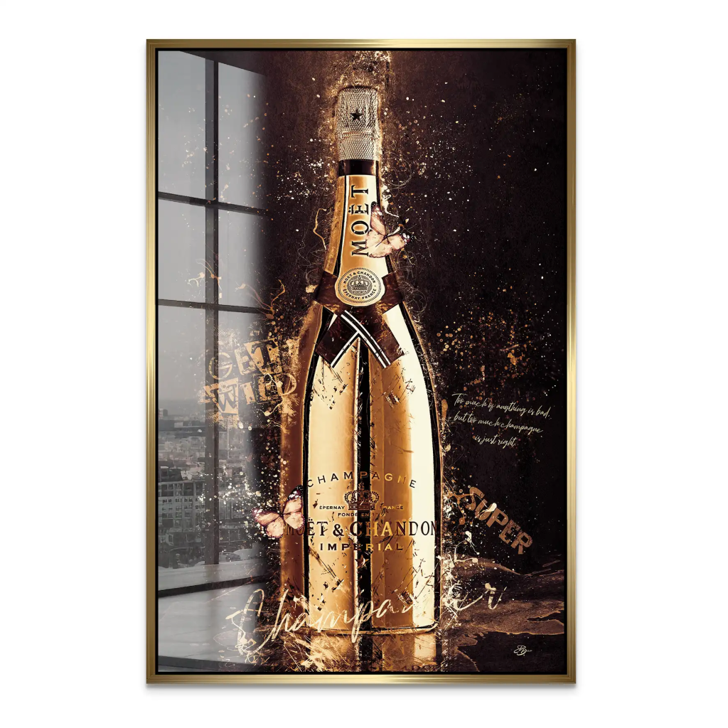 Champagner Retro Style Acrylglas Bild INGALERIE