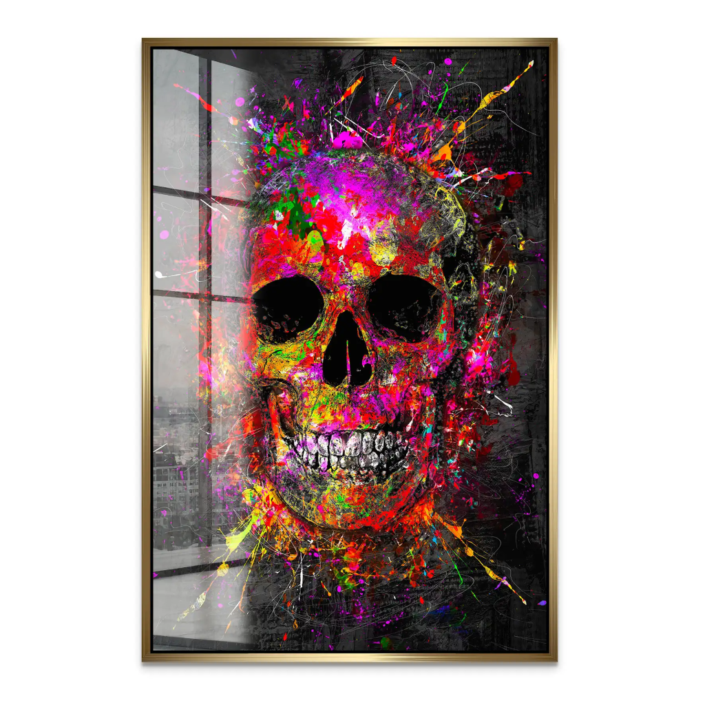 Totenkopf Abstrakt Color Art Acrylglas Bild INGALERIE