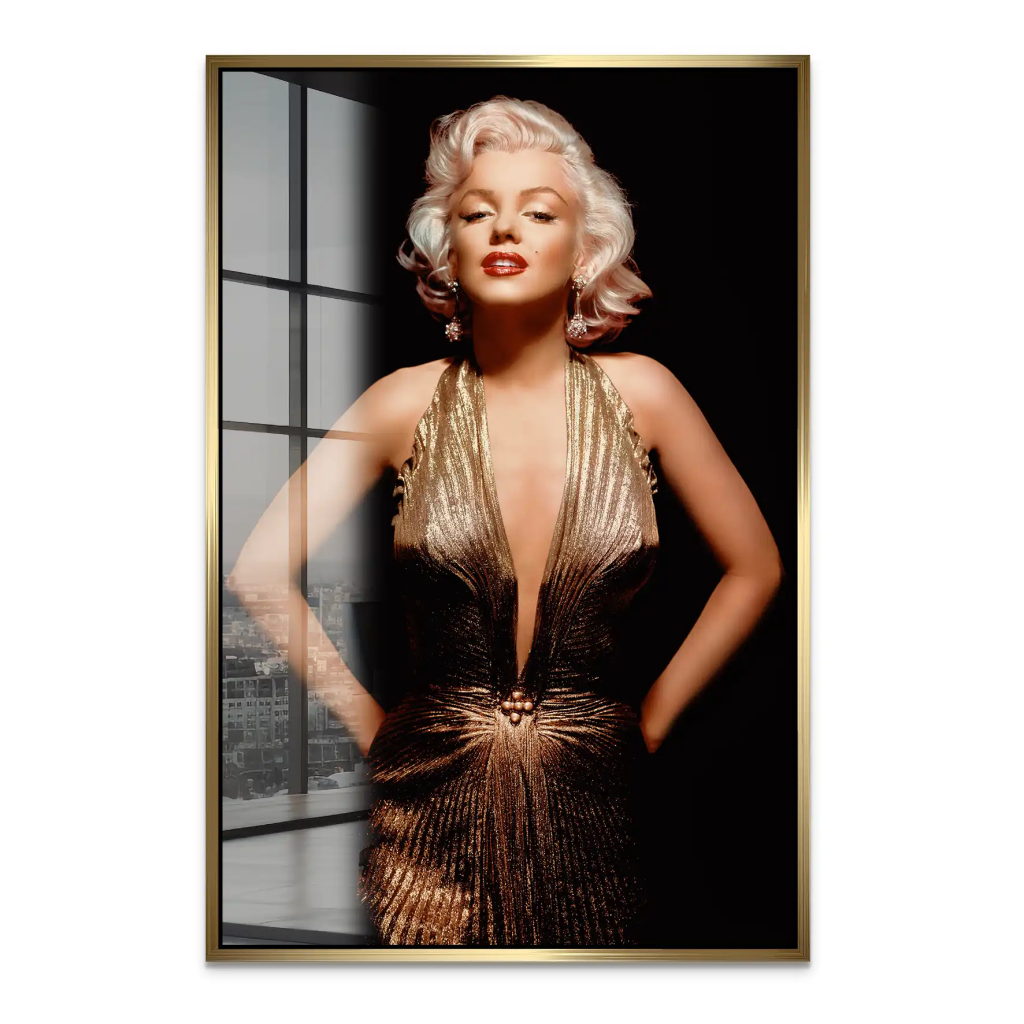 Marilyn Gold Dress Acrylglas Bild INGALERIE