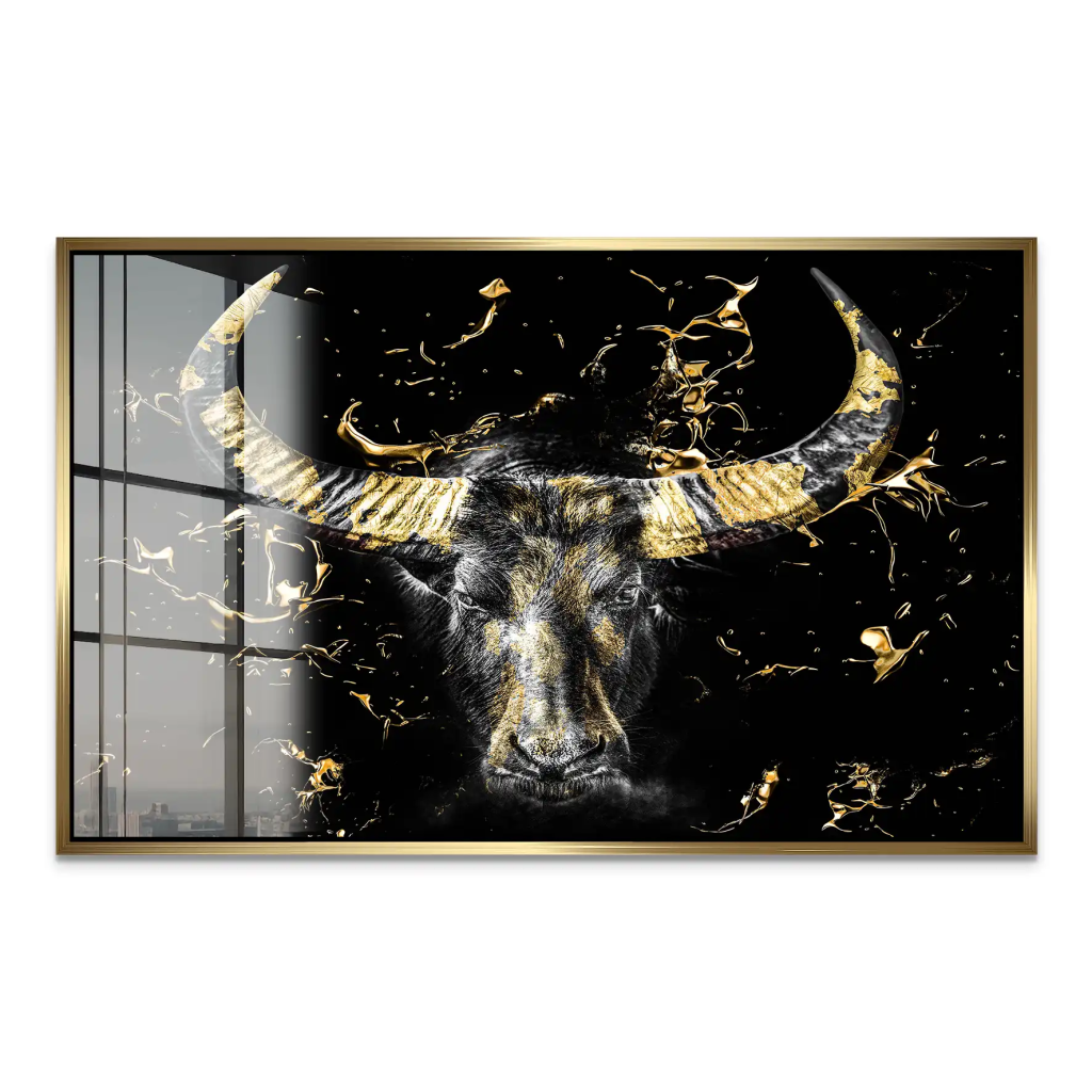 Stier Gold Style Acrylglas Bild INGALERIE