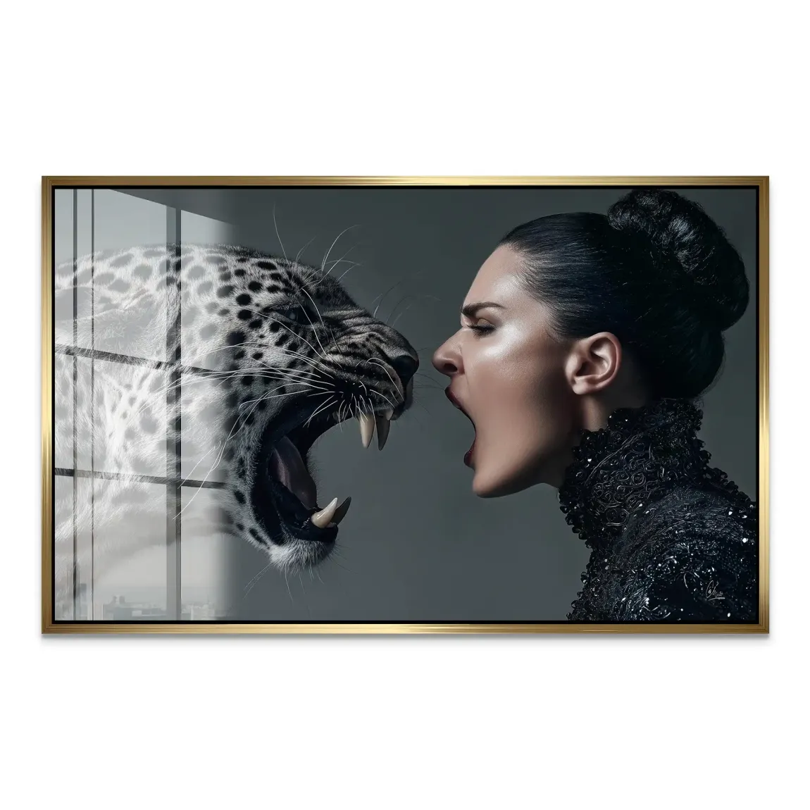 Wild Leopard Woman Acrylglas Bild