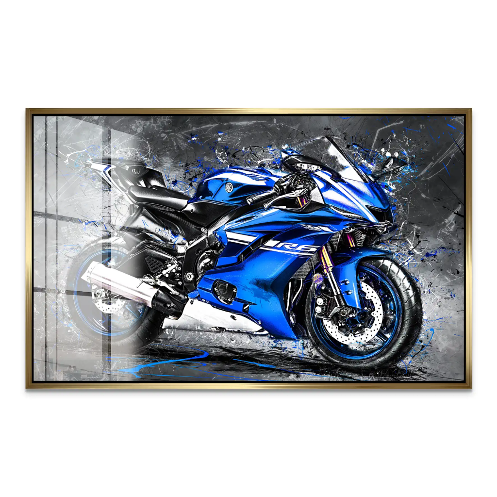Yamaha R6 Abstrakt Blau Acrylglas Bild INGALERIE
