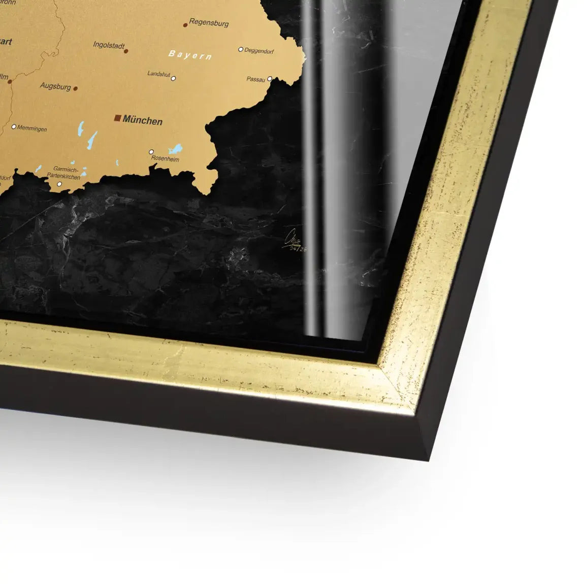 Deutschland Karte Gold Retro Acrylglasbild