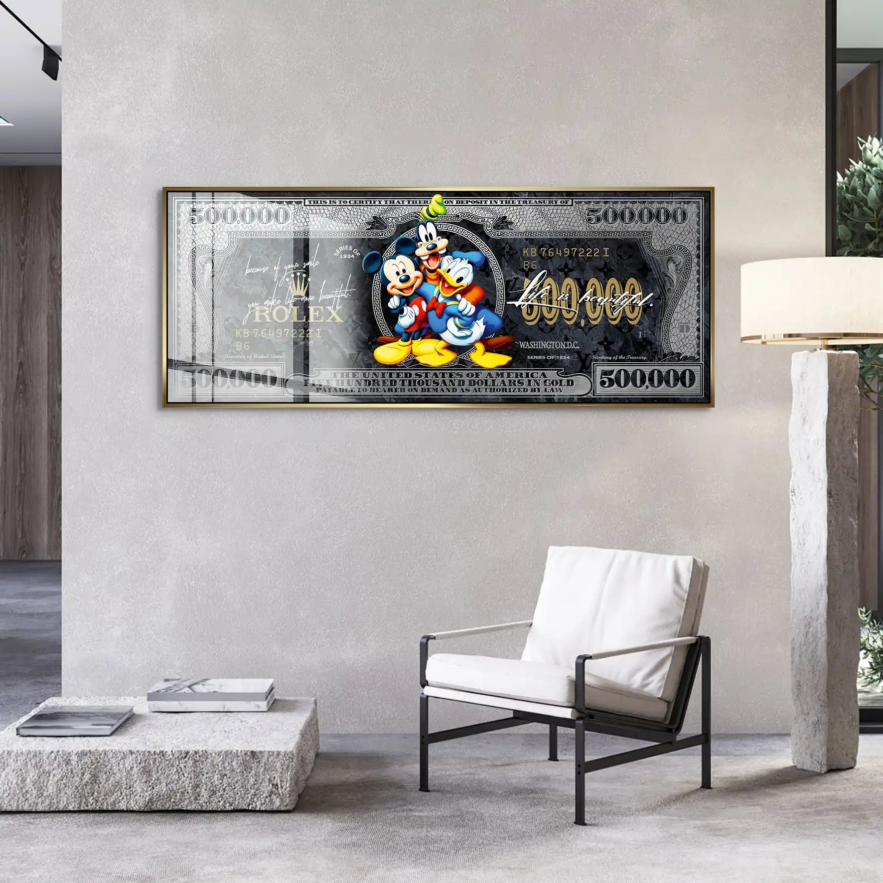 Micky Goofy Donald Dollar Acrylglas Bild INGALERIE