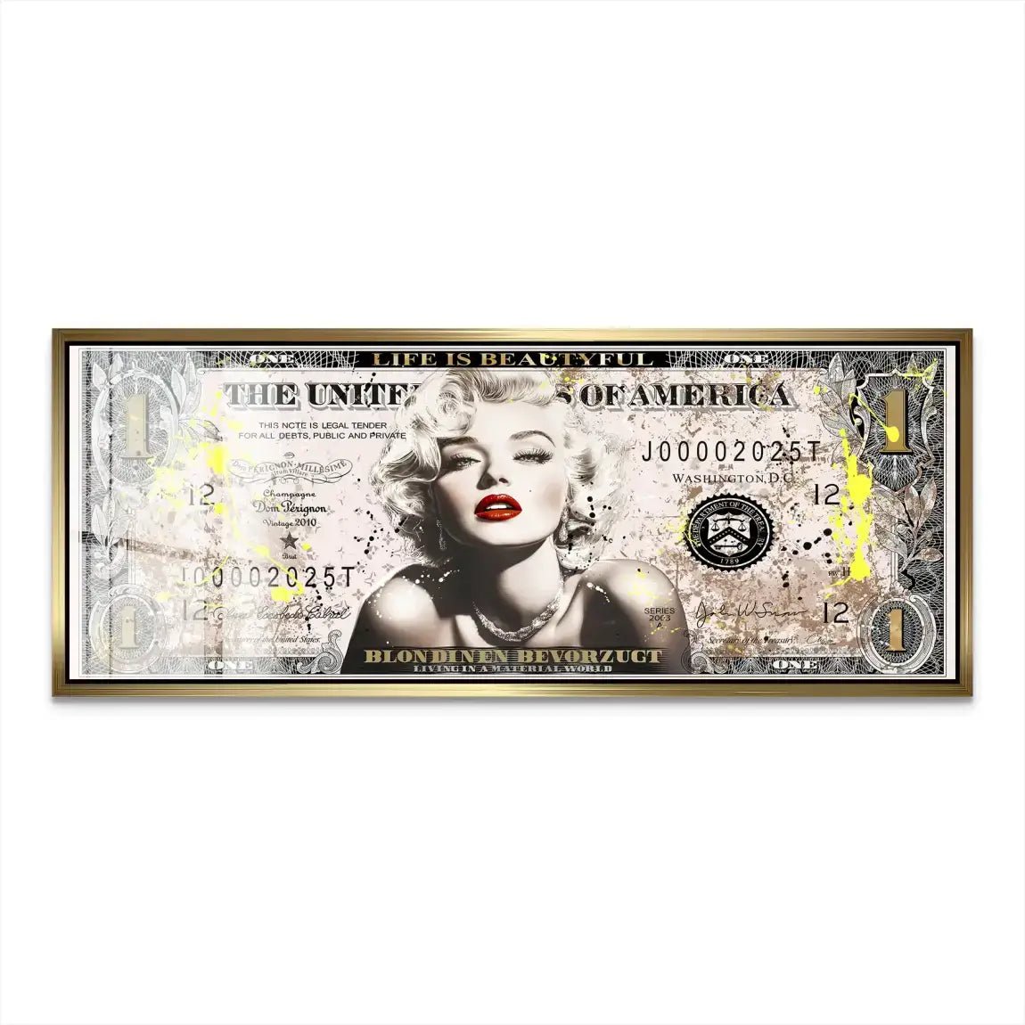 Marilyn Monroe Dollar Acrylglas Bild INGALERIE