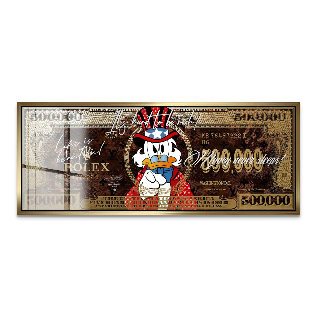 Dagobert Money Never Gold Dollar Acrylglas Bild INGALERIE